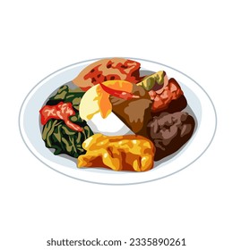 Indonesia food padang rice vector for templates or wallpaper