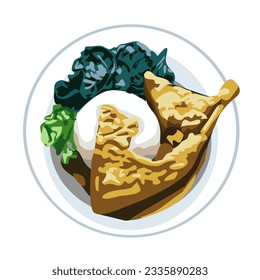 Indonesia food padang rice vector for templates or wallpaper