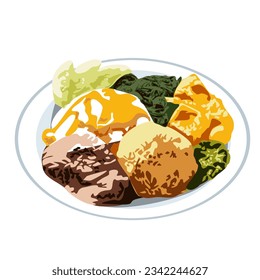 Indonesia food padang rice vector for templates or wallpaper