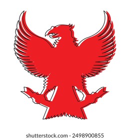 Indonesia Garuda Bird Silhouette. Indonesia Independence Day.Line color style.