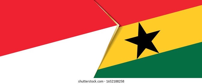 Indonesia and Ghana flags, two vector flags symbol of relationship or confrontation.