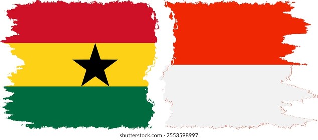 Indonesia and Ghana grunge flags connection, vector