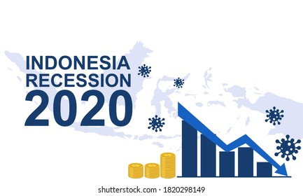 Indonesia global recession design vector background template with indonesia map. The impact of the Corona virus outbreak on the Indonesian economy. The covid-19 pandemic