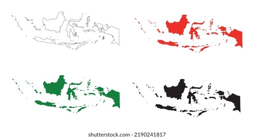 Indonesia gradient flat maps color collection