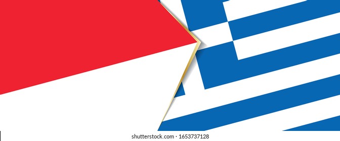 Indonesia and Greece flags, two vector flags symbol of relationship or confrontation.