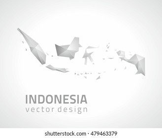 Indonesia  grey vector polygonal mosaic map