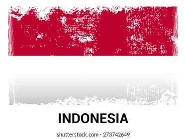 Indonesia grunge flag isolated vector in official colors and Proportion Correctly. country's name label in bottom