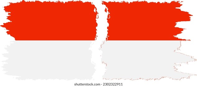 Verbindung zwischen Indonesien und Indonesien mit Grunge-Flaggen, Vektorgrafik