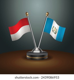 Indonesia and Guatemala table flags relation with gradient backgrund. Vector Illustration