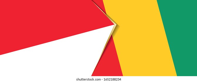 Banderas de Indonesia y Guinea, dos banderas vectoriales símbolo de relación o enfrentamiento.