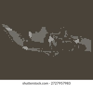 Indonésia Mapa de vetor de meio-tom em cinza para a cadeia de suprimentos EV. Mapa da Indonésia em estilo pontilhado.