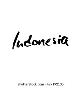 Indonesia, hand lettering vector. Modern calligraphy pen and ink.