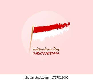 Indonesia Happy Independence Day, anniversary on August 17 each year. This red and white flag design is made of artistic scrollpaint brush vector.