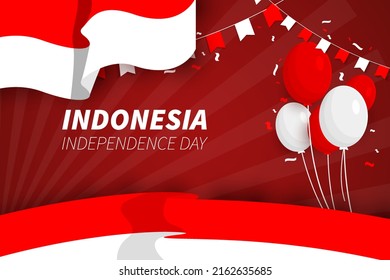 Indonesia happy Independence day red and balloon background