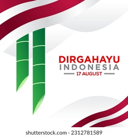 Indonesia Happy Independence Day. Translation: "Happy Indonesia. 17 August". can use for greeting card and banner