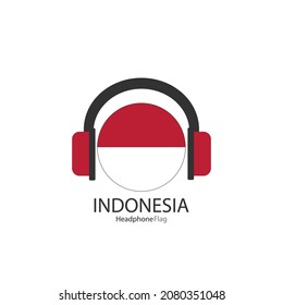 Indicador de auriculares indonesio vectorial sobre fondo blanco. 