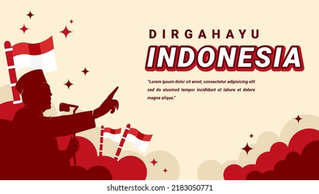 Indonesia hero patriotic man independence day banner background template design