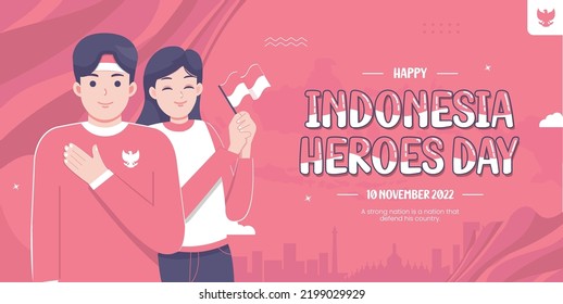 Indonesia Heroes Day Concept Illustration