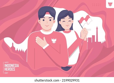 Indonesia Heroes Day Concept Illustration