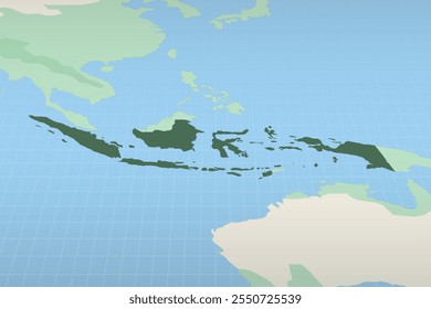 Indonesia destacó en un mapa detallado la ubicación geográfica de Indonesia. Mapa de Vector.