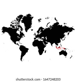 Indonesia highlighted on World map Vector EPS 10