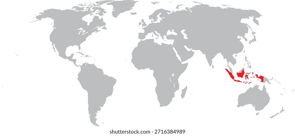 Indonesia destacada en el diseño del Vector del mapa mundial