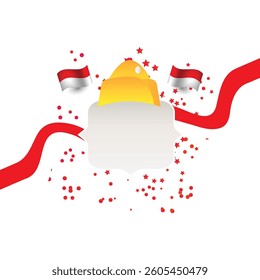 Indonesia holiday vector frame, red and white colors