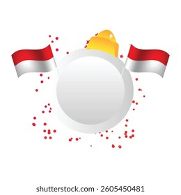 Indonesia holiday vector frame, red and white colors