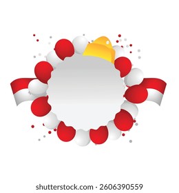 Indonesia holiday vector frame, red and white colors