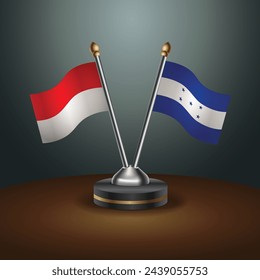 Indonesia and Honduras table flags relation with gradient backgrund. Vector Illustration