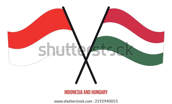 Indonesia Hungary Flags Crossed Waving Flat Stock Vector (Royalty Free ...