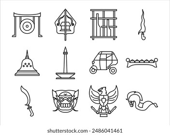 Indonesia Icon Set Collection Set