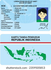 Indonesia ID card - Ktp illustration flat design. Indonesian identity