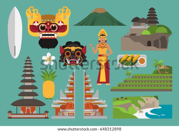 インドネシアイラスト バリ島 ベクター画像 ランドマーク 旅行 文化 のベクター画像素材 ロイヤリティフリー 648312898