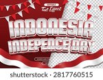 Indonesia indepedence day editable text effect with 3d style and with indonesian flag decoration