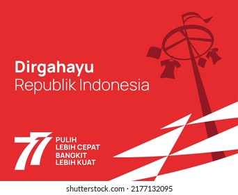 Indonesia independence day 17 august with traditional games concept illustration. 77 tahun kemerdekaan indonesia translates to 77 years Indonesia independence day