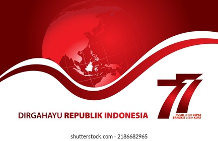 Indonesia independence day 17 august concept illustration.77 years Indonesia independence day