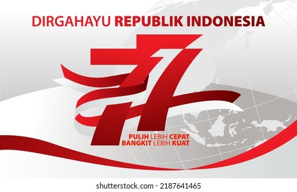 Indonesia independence day 17 august concept illustration.77 years Indonesia independence day