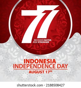 Indonesia independence day 17 august concept illustration.77 years Indonesia independence day