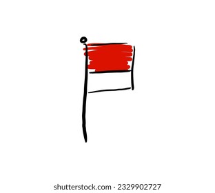 indonesia independence day 17 august ,red and white flag vector abstract hand drawn illustration