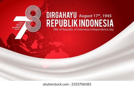 Indonesia independence day 17 august concept illustration.78 years Indonesia independence day