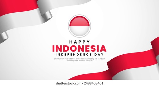 Indonesia Independence Day 17 August with waving flags copy space background