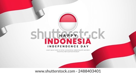 Indonesia Independence Day 17 August with waving flags copy space background