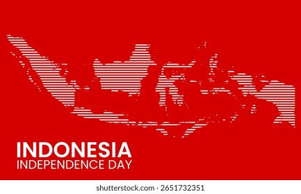 Indonesia independence day abstract background with aesthetic red tones and striped map lines.
