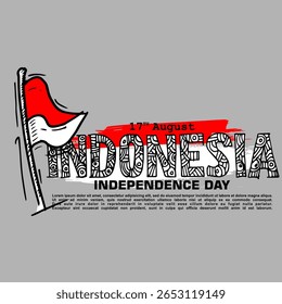 Indonésia Dia da Independência, 17 de agosto, doodle vetor