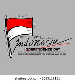Indonésia Dia da Independência, 17 de agosto, doodle vetor