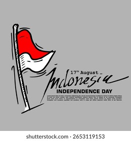 Indonésia Dia da Independência, 17 de agosto, doodle vetor