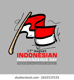 Indonésia Dia da Independência, 17 de agosto, doodle vetor