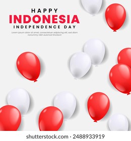 Indonesia independence day background 17 August with balloons illustration