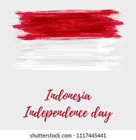 Indonesia Independence day background. Abstract  watercolor grunge flag. Template for national holidays poster, invitation, banner, flyer, etc.